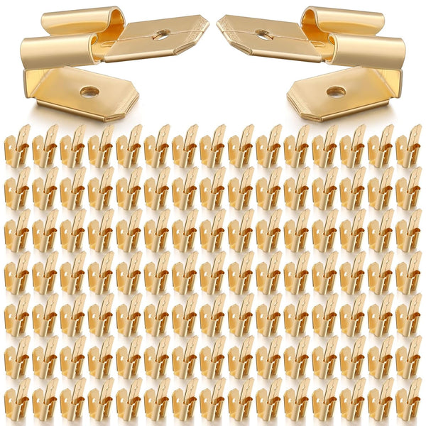 100 Pcs Piggyback Spade Connectors, 3 Way Adapter Dual Male to Single Female Brass Quick Disconnect Terminals