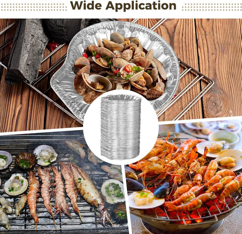 Texvora 200 Disposable Aluminum Foil Clam Shell Trays For Seafood, Mini Oyster And Scallop Shell Pans, Excellent