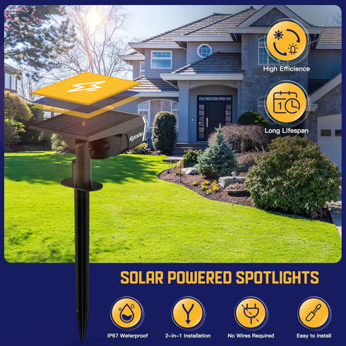 9 38 2 Pack Kyosho Solar Color Spot Lights Outdoor, Lighting Modes Halloween Christmas Lights, LEDs Color Changing