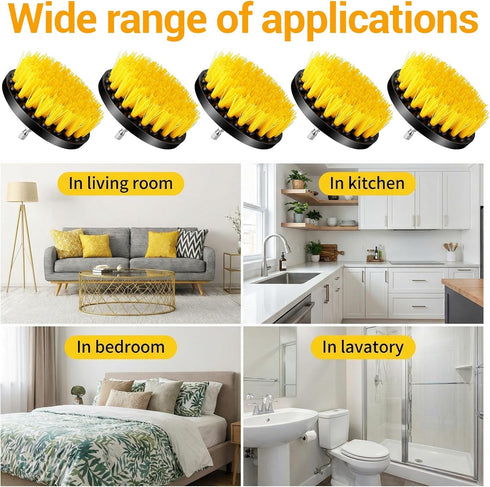 moheaaei 12 4 Inch Set Pcs Drill Brush Attachment, Power Scrubber Cleaning Kit Multi Purpose Brushes for Kitchen Tile