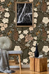 HAOKHOME 93276 Peel and Stick Wallpaper: Floral Vintage Removable Rose Leaf Black/Brown/Beige Stick on Mural 17.7in x