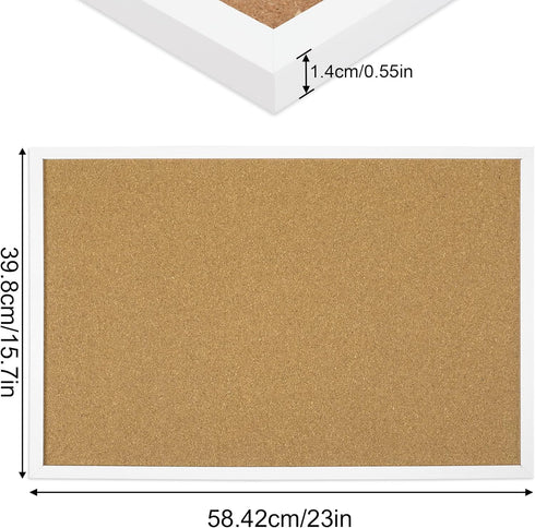FEBSNOW Cork Board Bulletin Board 23 x 15.7 Inches with Rectangle White Frame for Office Message Board