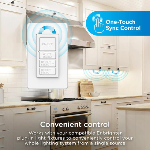 Dimmable, 81795 Enbrighten One-Touch Sync Remote Control, Add-on Light Switch for Under Cabinet Lights, Wireless