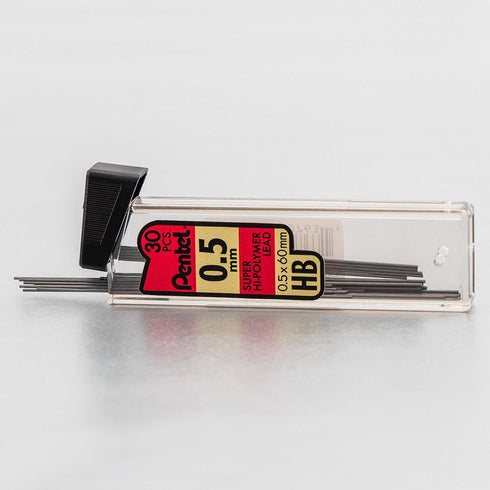 Pentel C257BPHB6 Super Hi-Polymer Lead Refills, 0.5mm, 0.7mm, HB, Black, 30/Tube, 6 Tubes
