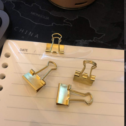Gold Mini Binder Clips 3/5" / 0.6-inch / 15-mm (40-Count)
