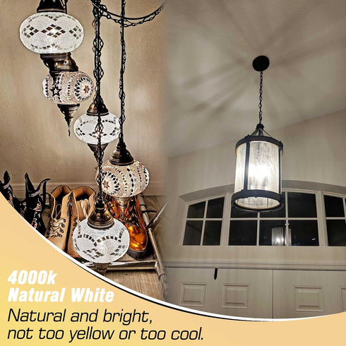 E12 T6 C7 40 Bulbs 4000K 450lm 4W 120Volt E12 Bulb Non-Dimmable, 4 Pack Heifymi Watt Equivalent LED Natural White Small