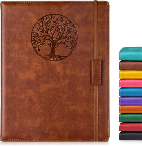 Lined Journal Notebook, 256 Pages A4 Large Hardcover for Writing, Travel, Business, Brown