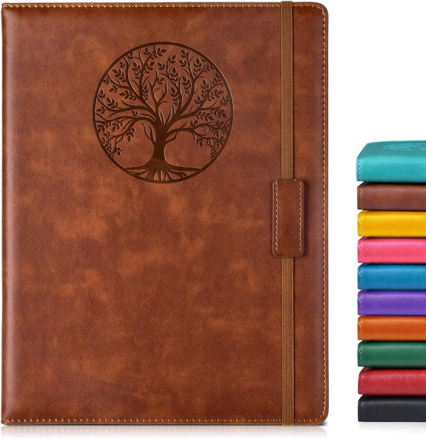 Lined Journal Notebook, 256 Pages A4 Large Hardcover for Writing, Travel, Business, Brown