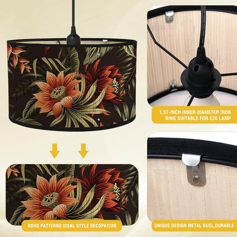 Bioaqua Boho Hanging Light with Plug in Cord | Hanging Lamp for Easy Installation | Bamboo Macrame Lamp Shade