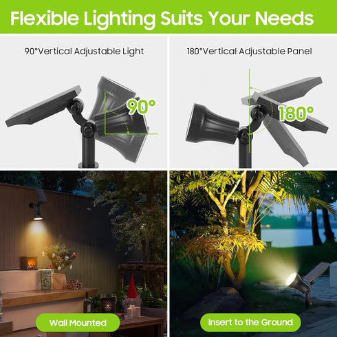 30LEDs 3 2-Pack) Bosceos Solar Lights Outdoor Waterproof, Solar Spot Pathway Lights with Modes, Garden Light Auto