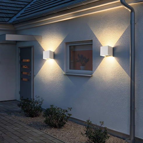 FUPE IP65 3 3000K/4000K/6000K 15W Up and Down Lights Outdoor Wall Lights Porch Lights, Square Aluminum Exterior