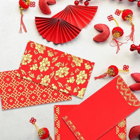 Zhanmai 120 Pcs Chinese New Year Red Envelopes - 12 Styles Hong Bao Paper Gift Money Envelopes for Lunar Year