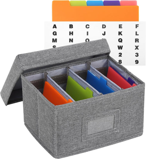 Qozary Index Card Holder 4x6 - Index Card Box With Dividers, Index