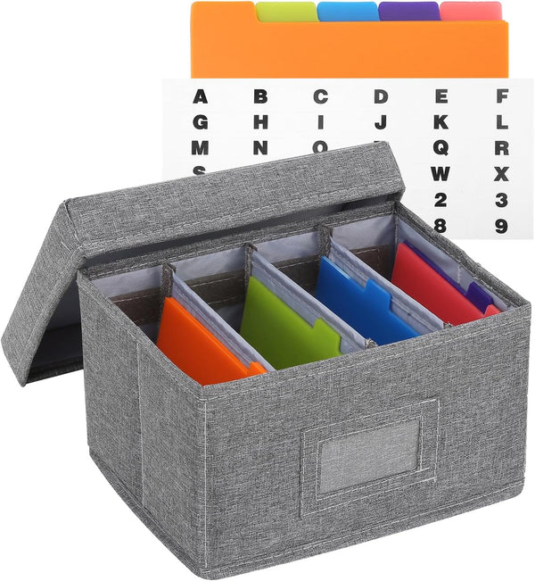 Qozary Index Card Holder 4x6 - Index Card Box With Dividers, Index