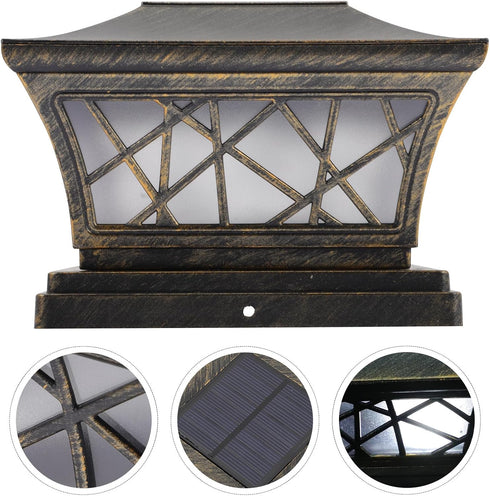 OUNONA Solar Post Light Fixture Outdoor Waterproof Garden Floor Lamp Decor Copper Matte Shade, Solar Powered Exterior