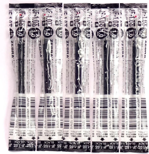Zebra 1.0mm Black Ink Refill (JF-1.0) for Zebra Sarasa Clip 1.0 Gel Ballpoint Pen (JJE15-BK) - 5 Pack
