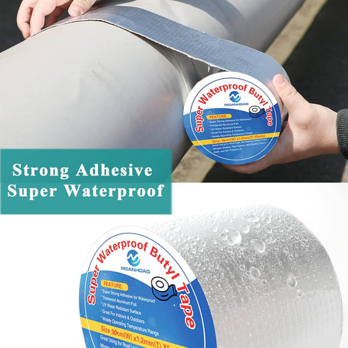 Super Waterproof Butyl Tape and Patch, Adhesive Duct Tape with Aluminium for Pool & RV Roof Repair