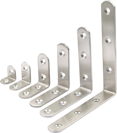 30-Pack, 1.2" WEBI Heavy Duty Stainless Steel Corner Braces, L Shaped Right Angle Brackets, Corner Protector, Shelf
