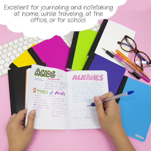 BAZIC Composition Book, 80 Sheet, 5" x 7" Poly Cover Notebook, Writing Journal Comp Lined Notebooks, Assorted Color,