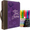 Performore Purple Fashionable Bible Bags for Women with 6 Assorted Gel Highlighter Pens - "Serve The Lord with Gladness"