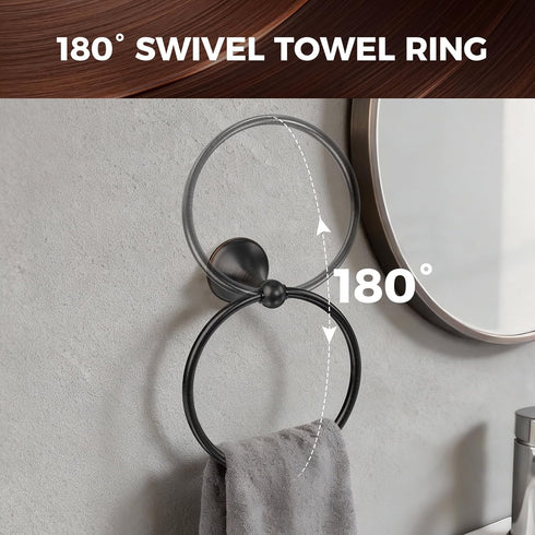 DEGULAS SetOil Set, 24In Set Bathroom Towel Bar Accessories Rubbed Bronze Bathroom Hardware Includes Towel Bar, Towel