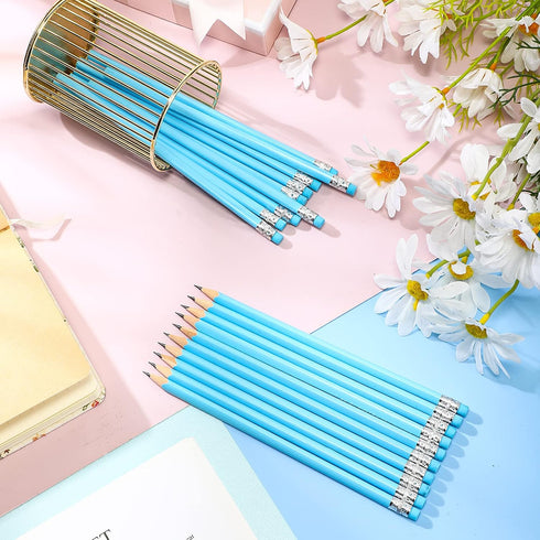Tinlade 50 Pcs Triangular Grip Pencils HB Graphite Pencil Pack with Eraser for School Drawing Sketching Bridal Baby