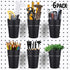6 Set Ring Style Pegboard Hooks with Pegboard Cups, Black, Stainless Steel & Plastic for Craft Room