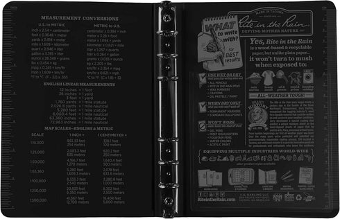 Rite in the Rain All-Weather 1/2" Ring Binder, 5 5/8" x 7 7/8", Black Binder (No. 7200) by Rite in the Rain