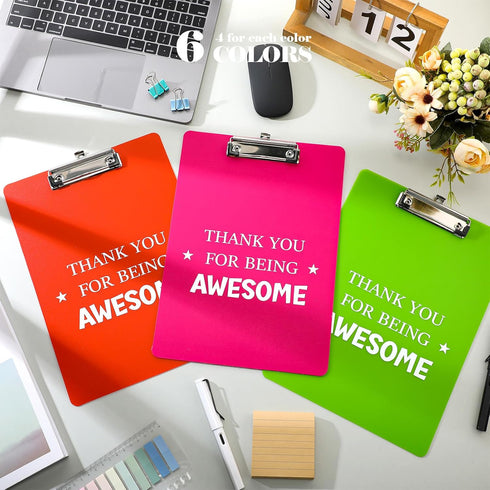 Back to School Gifts Plastic Clipboards Bulk, Thank You for Being Awesome Appreciation Gifts for Teacher (24 Pcs)