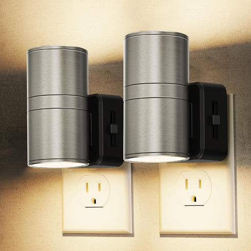 L LOHAS LED Night Light, Dimmable Night Lights Plug into Wall, Metal-Shade