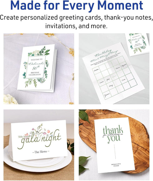5.5" 8.5", 30 (8316) Avery Printable Half-Fold Greeting Cards, Envelopes Included, x Matte White, Inkjet Printer