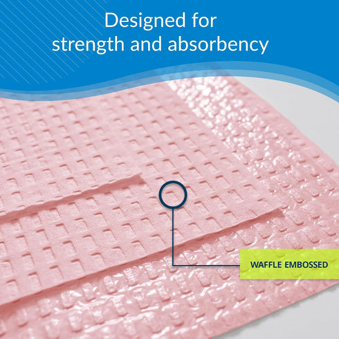 1055 3 13 18 (Pack 500) 2-Ply TIDI Avalon Dental Bib, Pink (Mauve), Layers, W x L of Disposable Dental Bibs Embossed