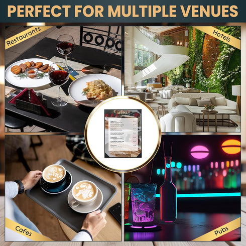 12 Pack 1 8.5" 11" 8.5" 11" View x Menu Holder Menu Covers | Black Leather Menu Sleeves Book Style for Restaurant