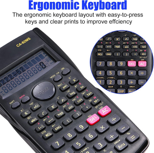 Saillong 12 Pieces Black Engineering Scientific Calculator, 2-Line Function for Middle, High School, Classroom