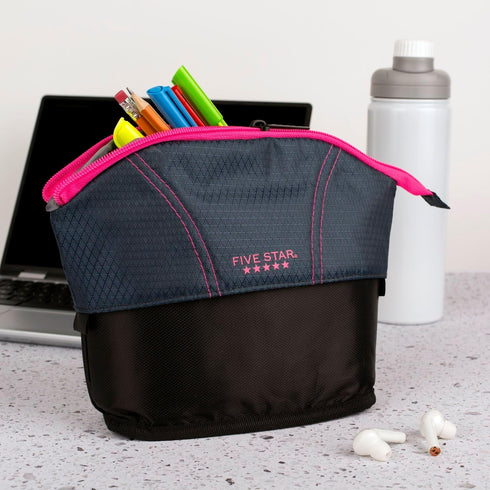 Five Star Pencil Pouch, Pen Case, Storage Organizer for School Supplies, Navy/Pink, Quick View Expandable