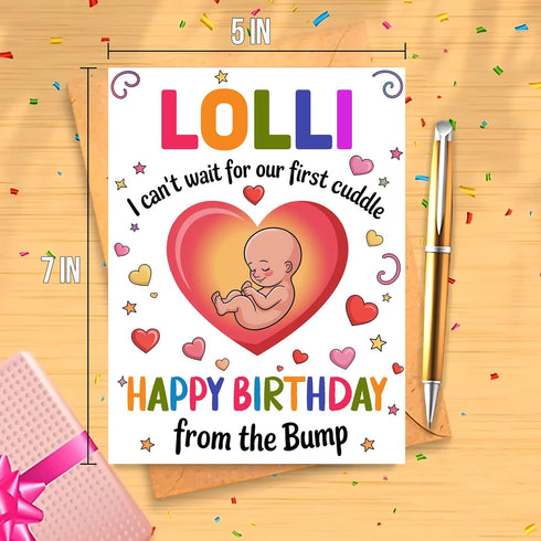 Moonlit93 Lolli - I Can't Wait For Our First Cuddle Happy Birthday From The Bump! Card - Ideas Birthday Card For Lolli