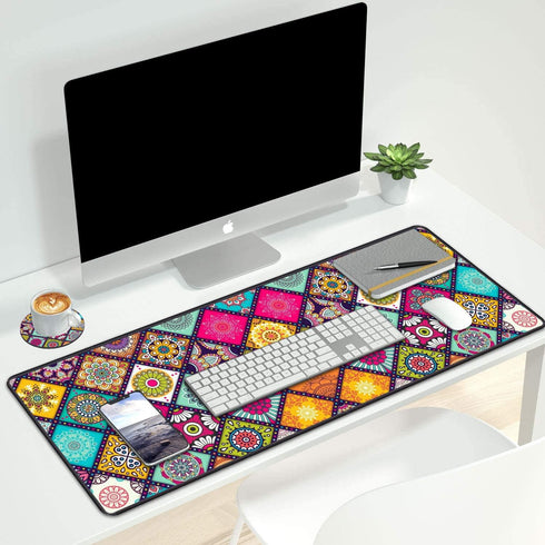 Desk Pad Mat Gaming Mouse Pads Set - XXL Large Mouse Pad with Coasters for Office & Home (31.5"x 11.8")