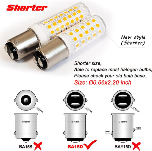 BA15D 120 Volt Double Contact LED Bulbs, 50-75 Watt Replacement, T3/T4/C7/S6, 2700K Soft Warm White, 5W Non-Dimmable,