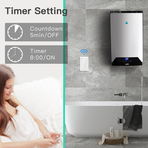 BSEED Smart Water Heater Switch, WiFi Touch Switch with Smart Life APP Control, 20A, White, Compatible with Alexa
