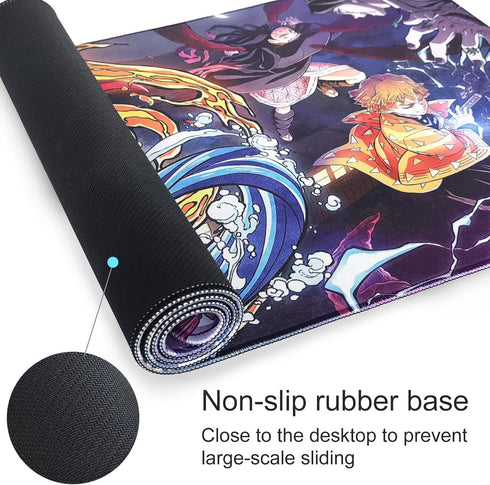 Large Gaming Mouse Pad Compatible with Demon Slayer - Non Slip Rubber Base for Home Office