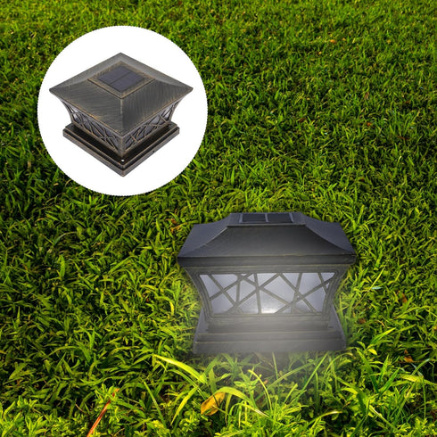 DOITOOL Waterproof Solar Outdoor Post Light Fixture with Frosted Copper Shade, Exterior Garden Floor Lamp Decor