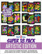 Super Pack of 18 Fuzzy Velvet Coloring Posters (Artistic Edition) - Great