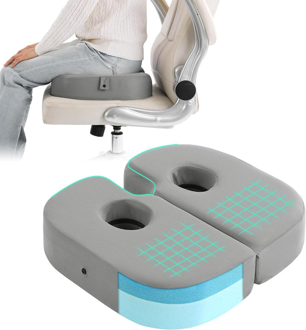 HOMBYS Piriformis Seat Cushion for Sitting, Double-Layer Foam Sciatica Seat Cushion with