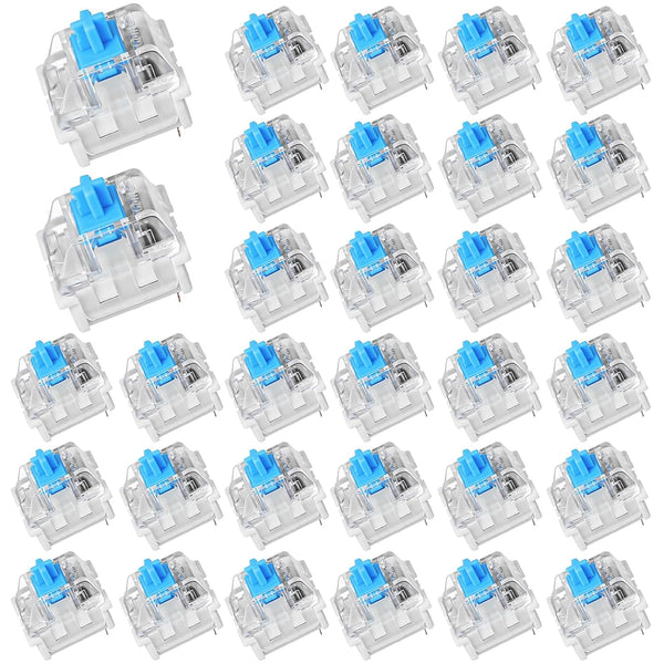 Gsbnjuy 30Pcs Blue Switch Replacement, 3 PIN Mechanical Keyboard Switches, Clicky with Strong
