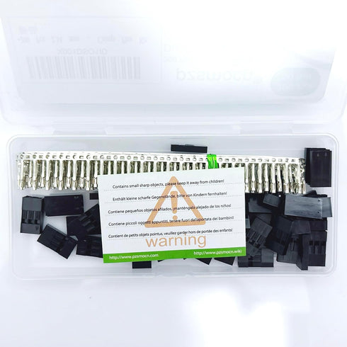 50 Sets / 200 Pieces Dupont 2.54 mm Pitch 3-Pin Adapter Connector, Female Housing Black Socket Terminal for Wires Cable