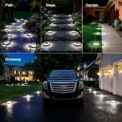 Gahomlumy 8 Pack IP67 Solar Ground Lights Outdoor, Solar Powered Pathway Lights Waterproof Anti Glare Diamond Solar