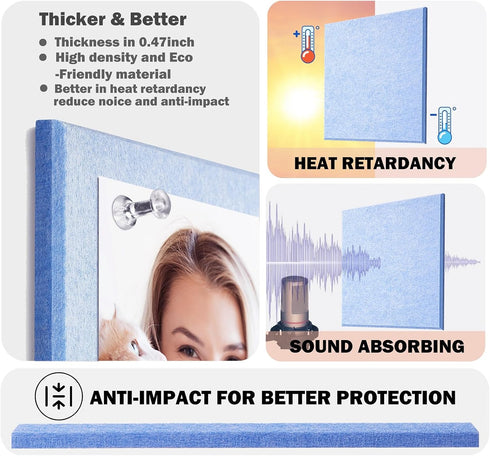 Felt Wall Tiles Bulletin Board - Large Cork Board Alternative, 12 Pack 11.81”x11.81”x0.47” for Home Office School