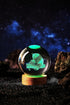 DIGFPWT 3.15 Inch K9 16 Crystal Ball Panda Family Night Light, Crystal Glass Ball, Color Change with Remote Control