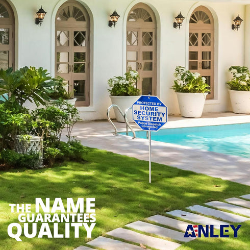 10 10 28 Anley Aluminum Protected By Home Security System Yard Sign x IN with Durable IN Ground Stake - Police Dispatch