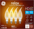 E12 Bulb, 60-Watt Dimmable, 4-Pack GE Lighting Relax HD LED Chandelier Bent Tip Light Equivalent, Clear Finish, Soft